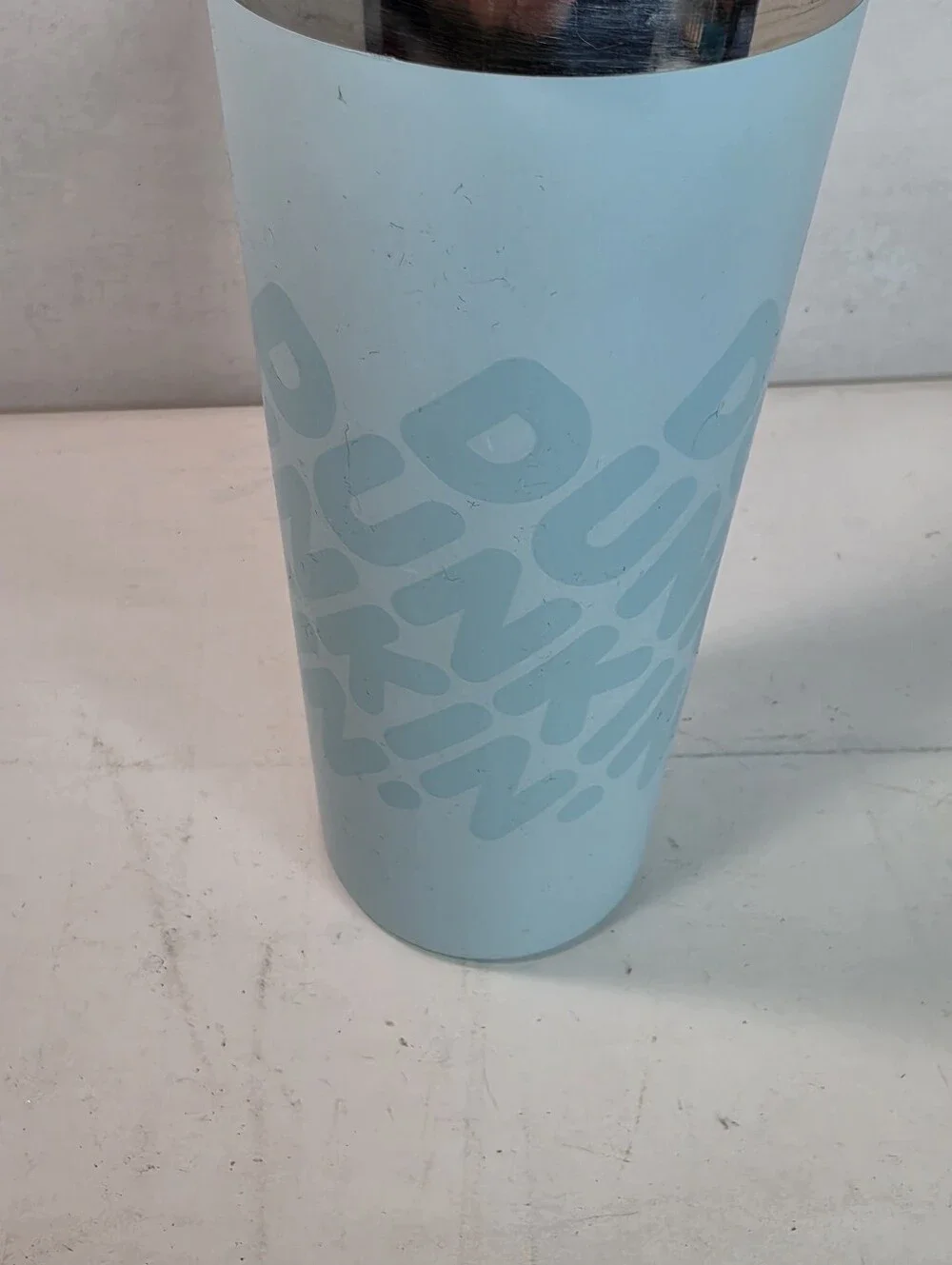 Dunkin' brand 20oz Light Blue Polished/Matte Stainless Steel Sipper Tumbler,